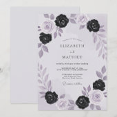 Black Amethyst Roses Bruiloft Kaart (Voorkant / Achterkant)