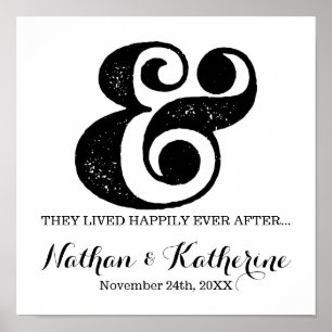 Black Ampersand gelukkig ooit na huwelijksdatum Poster