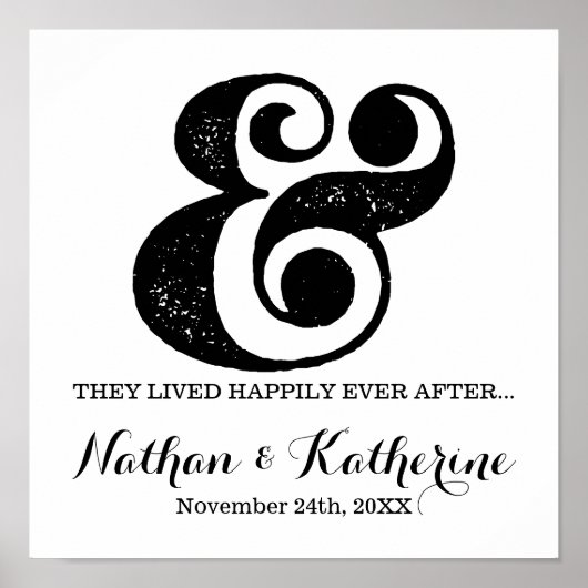 Black Ampersand gelukkig ooit na huwelijksdatum Poster (Voorkant)