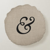 Black Ampersand Round Sierkussen Rond Kussen (Achterkant)