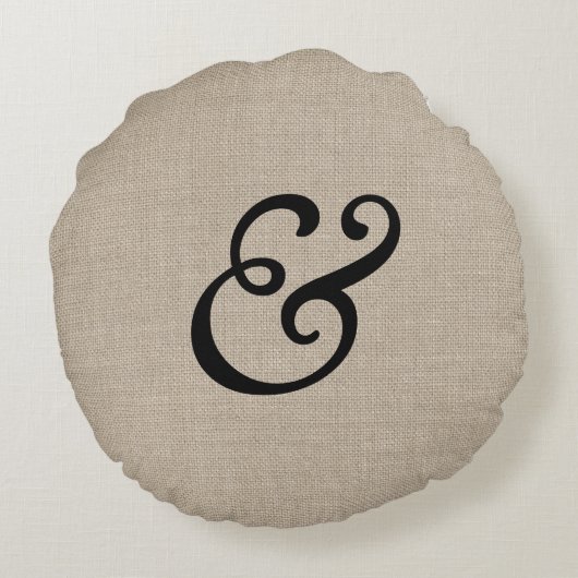 Black Ampersand Round Sierkussen Rond Kussen (Achterkant)