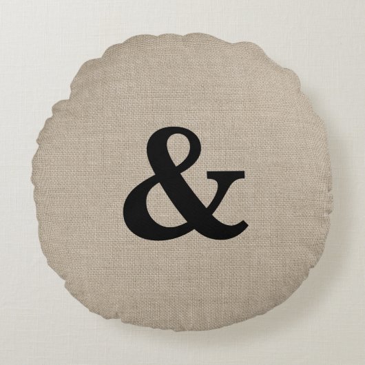 Black Ampersand Round Sierkussen Rond Kussen (Voorkant)