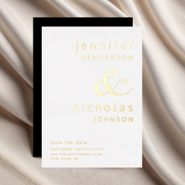 Black Ampersand Wedding Save the Date Gold Folie Uitnodiging