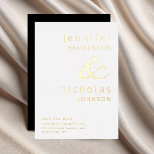 Black Ampersand Wedding Save the Date Gold Folie Uitnodiging