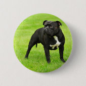 Black Amstaff Ronde Button 5,7 Cm (Voorkant)