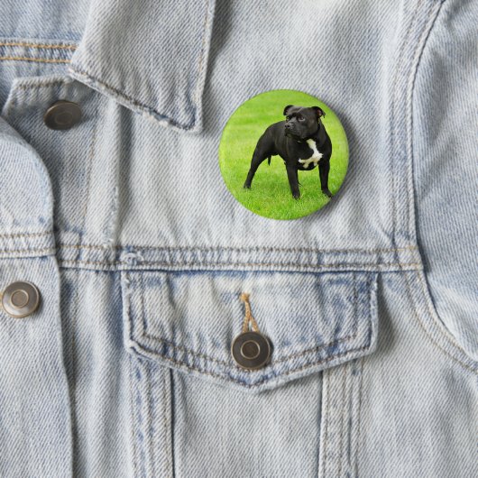Black Amstaff Ronde Button 5,7 Cm (In situ)