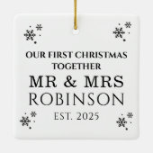 Black an White Merry and Married Holiday Accents Keramisch Ornament (Achterkant)