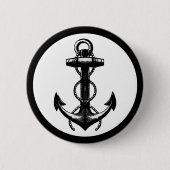 Black Anchor Double Rope Ronde Button 5,7 Cm (Voorkant)