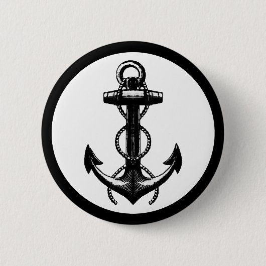 Black Anchor Double Rope Ronde Button 5,7 Cm (Voorkant)