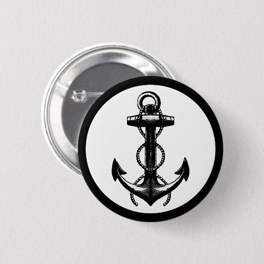 Black Anchor Double Rope Ronde Button 5,7 Cm (Voorkant /achterkant)