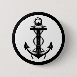 Black Anchor Double Rope Ronde Button 5,7 Cm