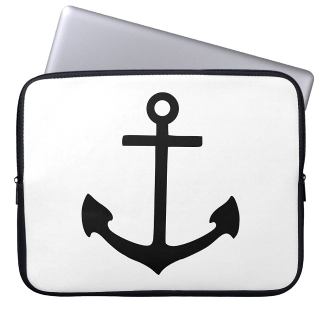 Black Anchor Laptop Sleeve (Voorkant)