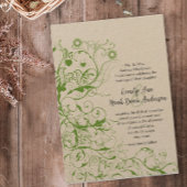 Black and Apple Green Bird Wedding Invite Kaart