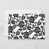 Black and Aqua Damask Wedding RSVP Kaartje (Achterkant)
