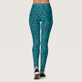 Black and azure Leopard Print Fun Safari Pattern Leggings (Achterkant)