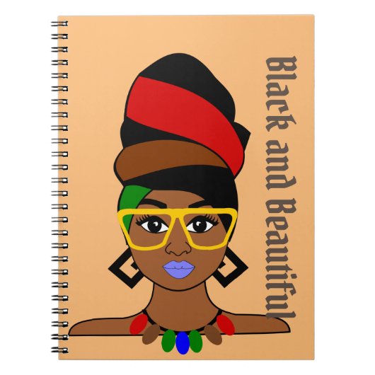 Black and Beauful Headwrap Woman Afro Lady Notitieboek (Voorkant)