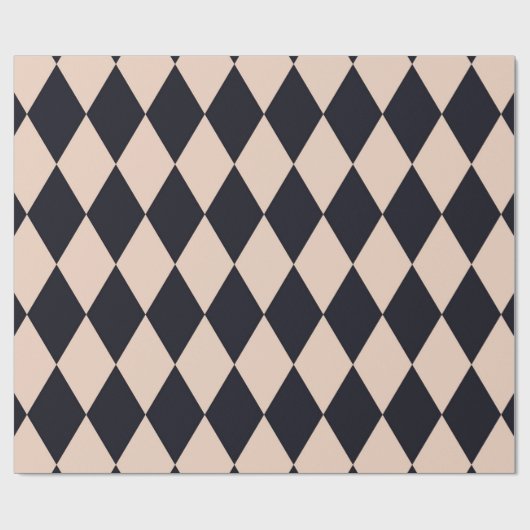 Black and Beige Argyle Diamond Stripe Pattern Cadeaupapier (Vlak)