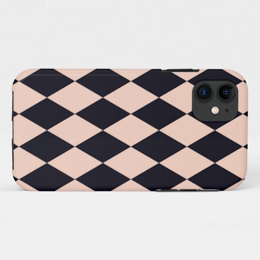 Black and Beige Argyle Diamond Stripe Pattern Case-Mate iPhone Case (Achterkant (horizontaal))
