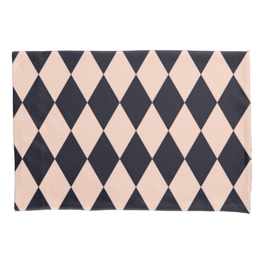 Black and Beige Argyle Diamond Stripe Pattern Kussensloop (Voorkant)