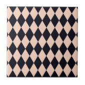Black and Beige Argyle Diamond Stripe Pattern Tegeltje (Voorkant)