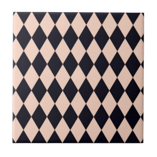 Black and Beige Argyle Diamond Stripe Pattern Tegeltje