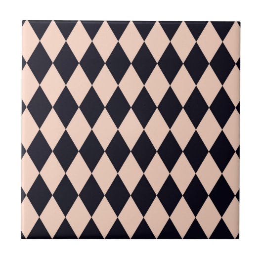Black and Beige Argyle Diamond Stripe Pattern Tegeltje (Voorkant)