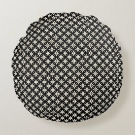 Black and Beige Round Pillow Rond Kussen