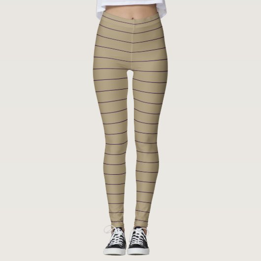 Black and Beige Stripes Pattern Leggings (Voorkant)