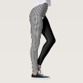 Black And Black & White Stripes Pattern Leggings (Rechts)