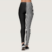 Black And Black & White Stripes Pattern Leggings (Achterkant)