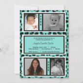 Black and Blauwgroen Leopard Photo Afstuderen Invi Kaart (Voorkant)