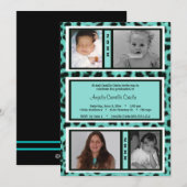 Black and Blauwgroen Leopard Photo Afstuderen Invi Kaart (Voorkant / Achterkant)