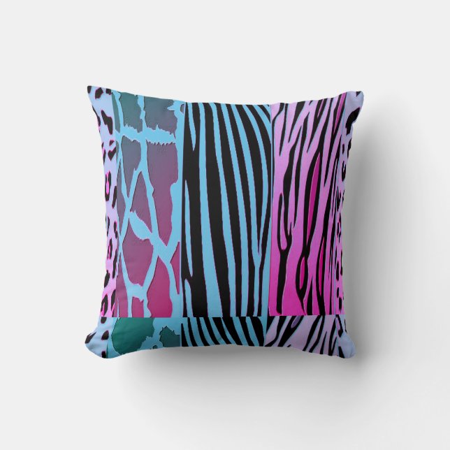 Black And Blue Animal Printed Zebra Stripe Pillow Kussen (Voorkant)