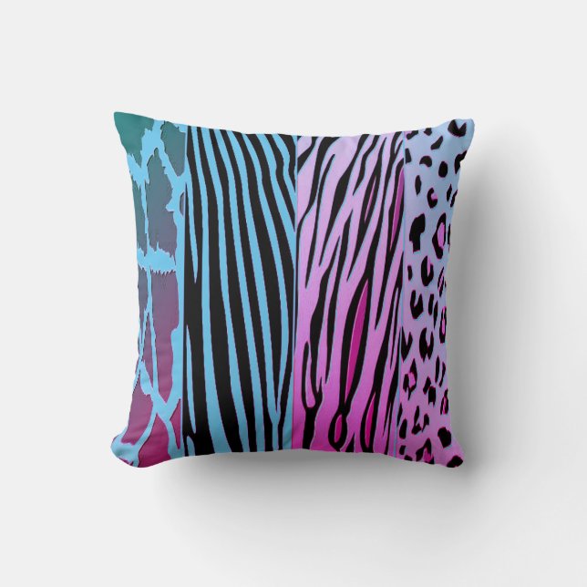 Black And Blue Animal Printed Zebra Stripe Pillow Kussen (Voorkant)