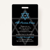 Black and Blue Bar Mitswa Receptie Uitnodigen Badge (Voorkant)