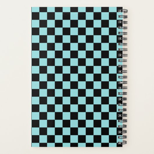 Black and Blue Checkered Pattern Notebook Planner (Achterkant)