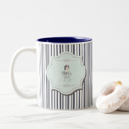 Black and Blue Cute Girly Beauty Stripe Tweekleurige Koffiemok