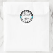 Black and Blue Floral Hartelijk dank Ronde Sticker (Tas)