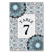 Black and Blue Mandala Wedding Table Number Card Kaart (Achterkant)