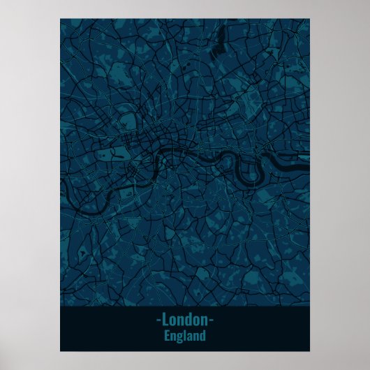 Black and Blue Minimalistisch Londen City Poster (Voorkant)