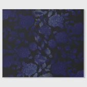 Black and Blue Ombre Modern Floral Toile Cadeaupapier (Vlak)