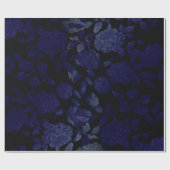 Black and Blue Ombre Modern Floral Toile Cadeaupapier (Vlak)