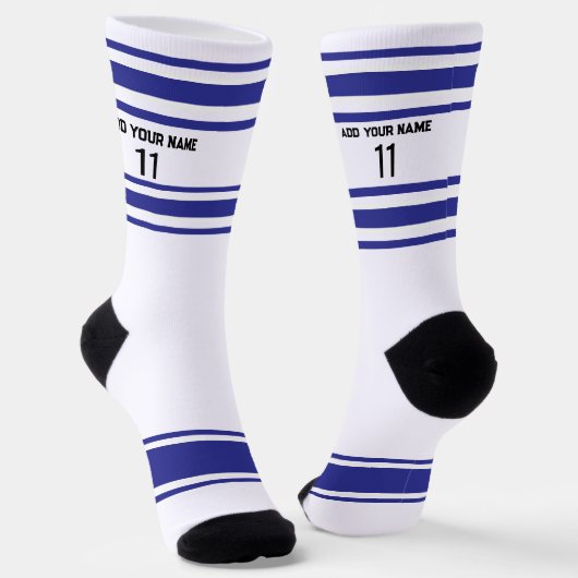 Black and blue & orange - Name Number Socks Sokken (Gebogen)