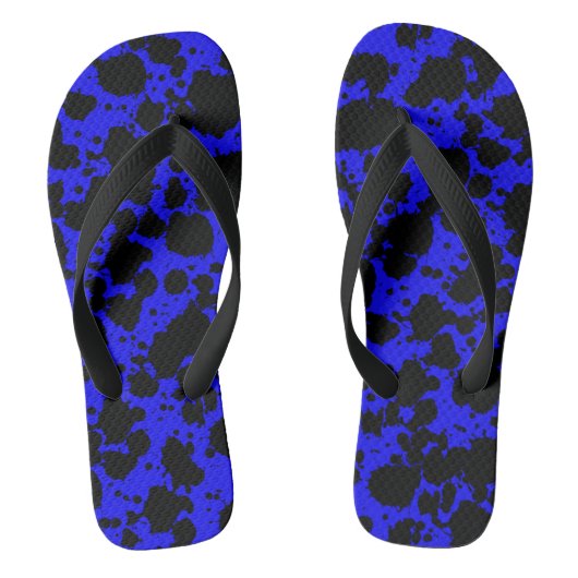 Black and Blue Paint Spletters Pattern Funny Teenslippers (Voetbed)