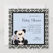 Black and Blue Panda Baby Shower Uitnodigingen (Achterkant)