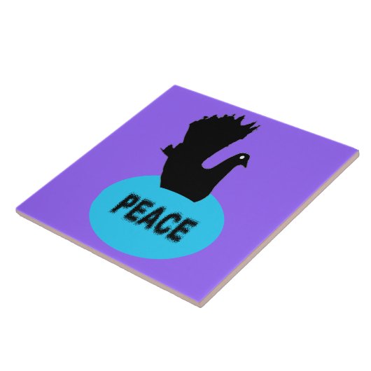 Black and Blue Peace Dove Tile Tegeltje (Zijkant)