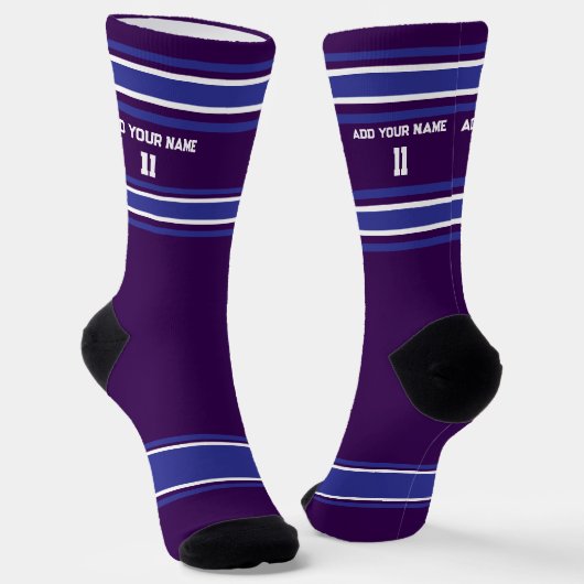 Black and Blue Sport Jersey - Name Number Socks Sokken (Gebogen)