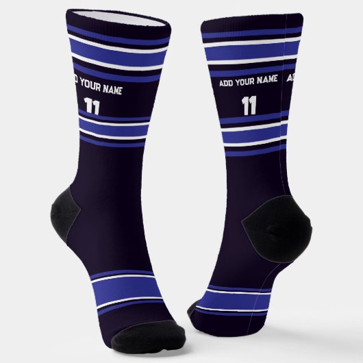 Black and Blue Sport Jersey - Name Number Socks Sokken (Gebogen)