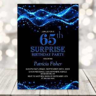 Black and Blue Surprise 65e verjaardagsfeestje Kaart