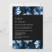 Black and Blue Tropical Palm Engagement Party Kaart (Voorkant)